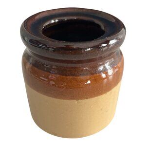 Vintage Armbee Mini Stoneware Crock – Brown Glazed Pottery Jar